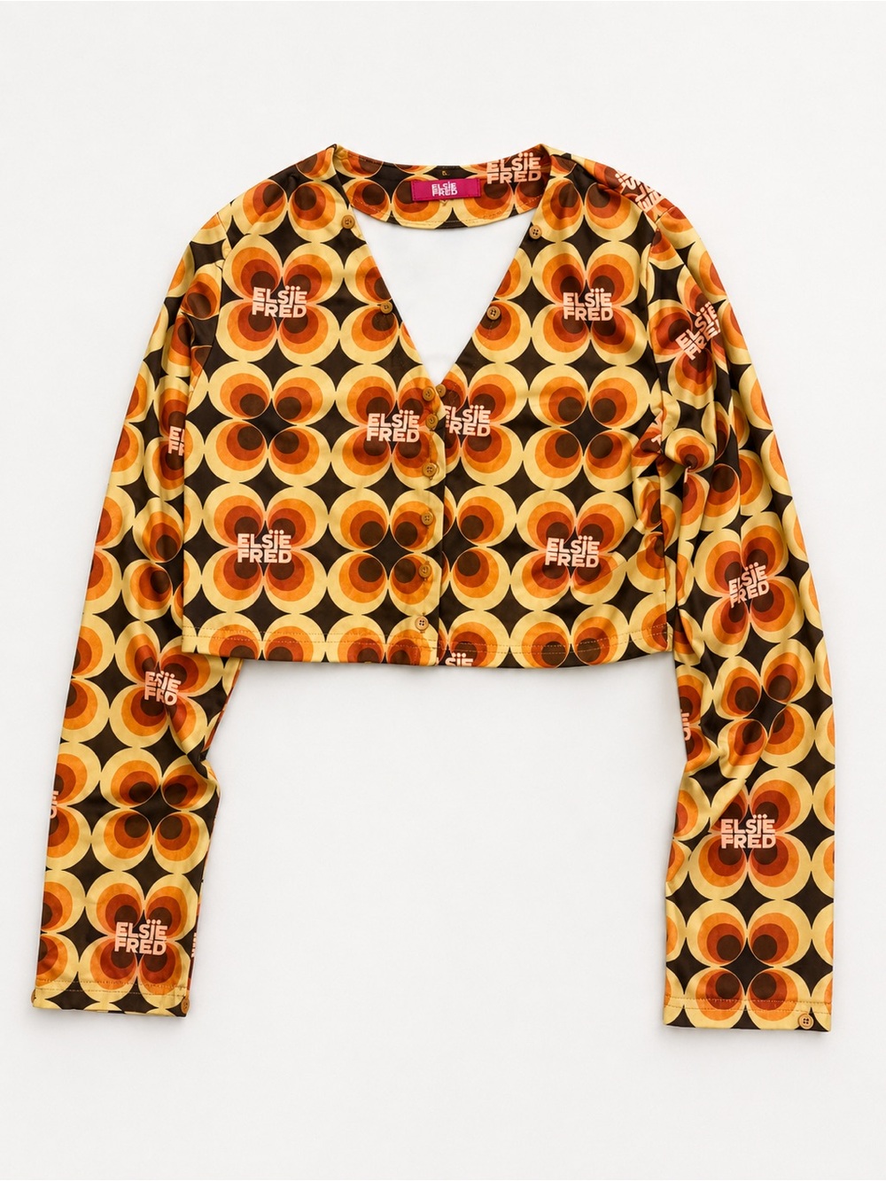 Elsie and Fred Retro Concentric Circle Crop Top Jacket Festival Rave 1970s Style